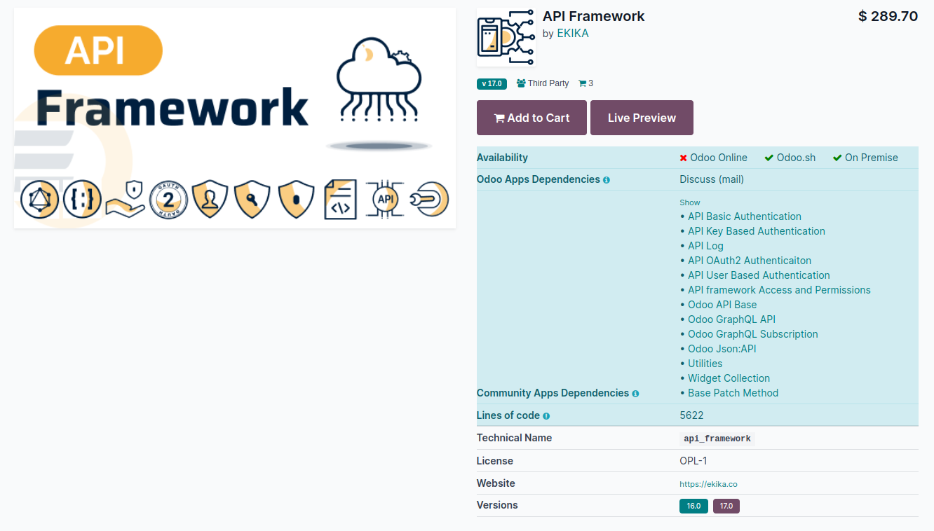 Odoo REST API Framework (Bundle) APP